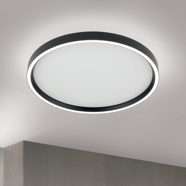ORION LED stropna svetilka Masca, črna, Ø 40 cm, CCT, kovina, dim, zatemnjen, Črna, Dnevna soba / jedilnica, Kovina, Sodobni