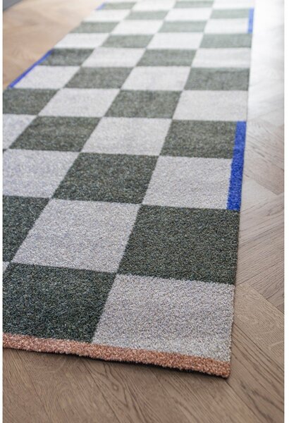 Temno zelen/kremno bel pralen tekač 77x242 cm Square – Mette Ditmer Denmark