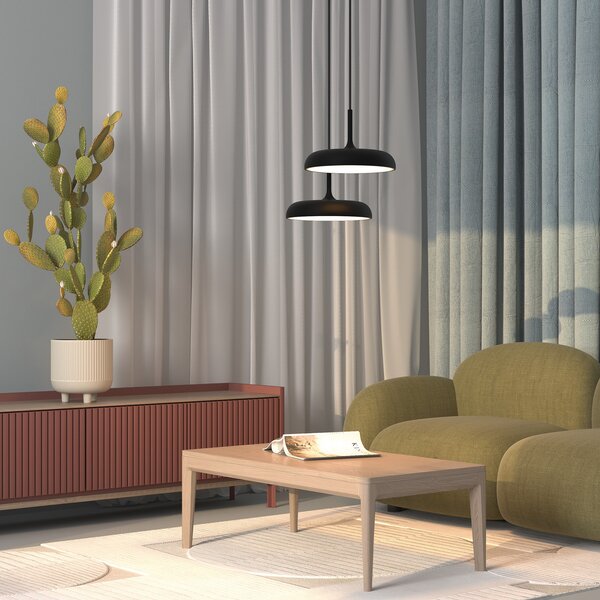 Maytoni LED viseča svetilka Gerhard, Ø 40 cm, črna, kovina, Črna, Dnevna soba / jedilnica, Kovina, Sodobni
