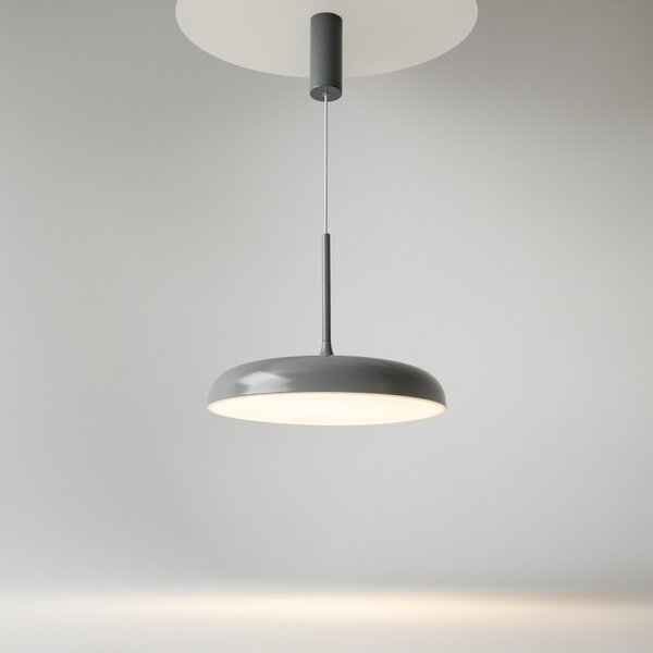 Maytoni LED viseča svetilka Gerhard, Ø 40 cm, siva, kovina, Siva, Dnevna soba / jedilnica, Kovina, Sodobni