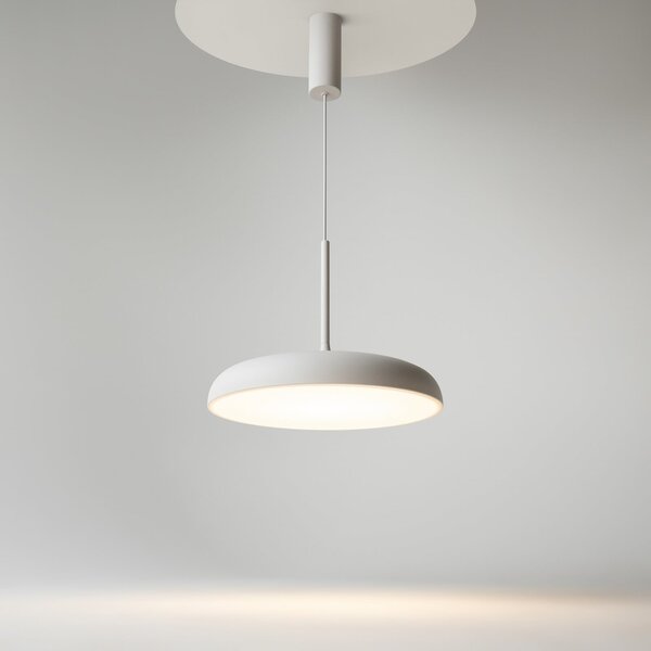 Maytoni LED viseča svetilka Gerhard, Ø 40 cm, bela, kovina, Bela, Dnevna soba / jedilnica, Kovina, Sodobni