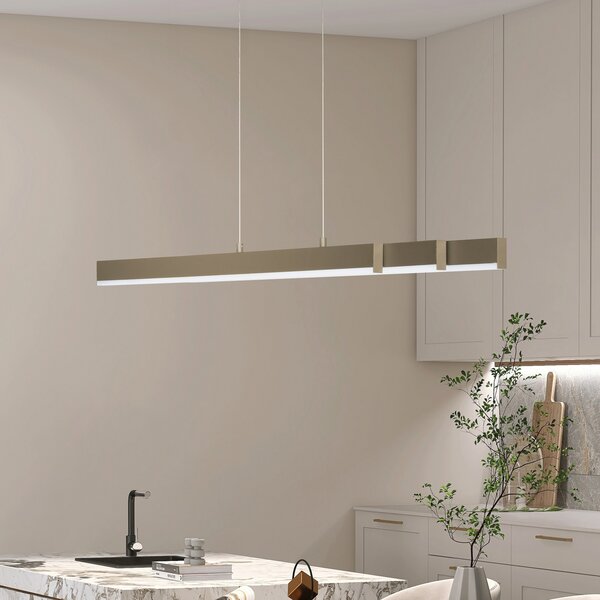 FISCHER & HONSEL LED viseča svetilka Vayana, siva, dolžina 189 cm, CCT Touchdimmer, zatemnjen, Rjava / rjasta, Dnevna soba / jedilnica, Kovina, Sodobni