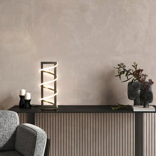 FISCHER & HONSEL LED namizna svetilka Gwen, črna, višina 45 cm, CCT, dotik dimmer, zatemnjen, Črna, Dnevna soba / jedilnica, Kovina, Sodobni