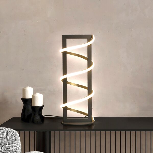 FISCHER & HONSEL LED namizna svetilka Gwen, črna, višina 45 cm, CCT, dotik dimmer, zatemnjen, Črna, Dnevna soba / jedilnica, Kovina, Sodobni