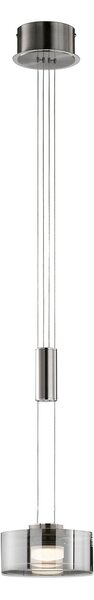 FISCHER & HONSEL LED viseča svetilka LAVIN, nikelj/dim, Ø 20 cm, kovina/steklo dim, zatemnjen, Siva, Dnevna soba / jedilnica, Kovina, Sodobni