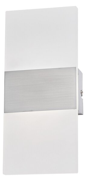 FISCHER & HONSEL LED stenska svetilka FODER, nikljeva barva, višina 27 cm, stikalo, Kovinska, Dnevna soba / jedilnica, Kovina, Sodobni