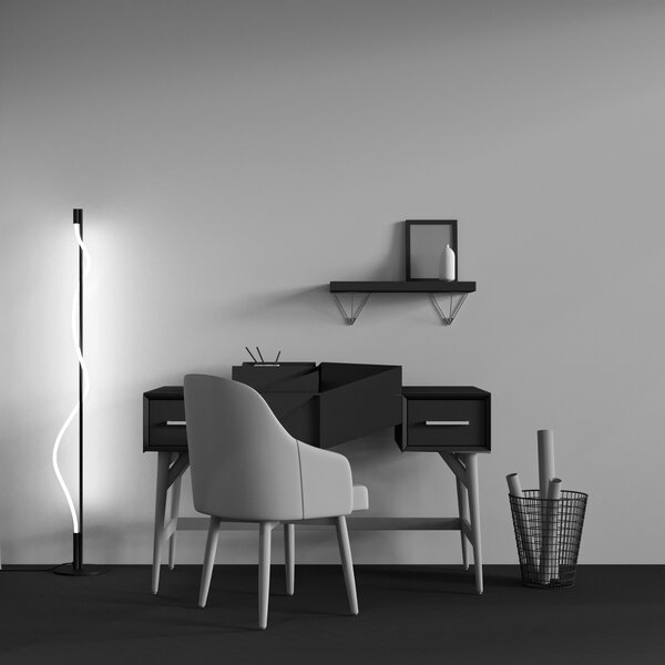Maytoni LED-stoječa svetilka Tau, črna, aluminij, višina 150 cm, Črna, Dnevna soba / jedilnica, Aluminij, Sodobni