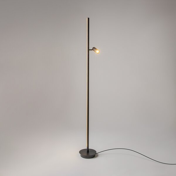 Maytoni LED-stoječa svetilka Thin, črna, aluminij, višina 155 cm, dim, zatemnjen, Črna, Dnevna soba / jedilnica, Aluminij, Sodobni