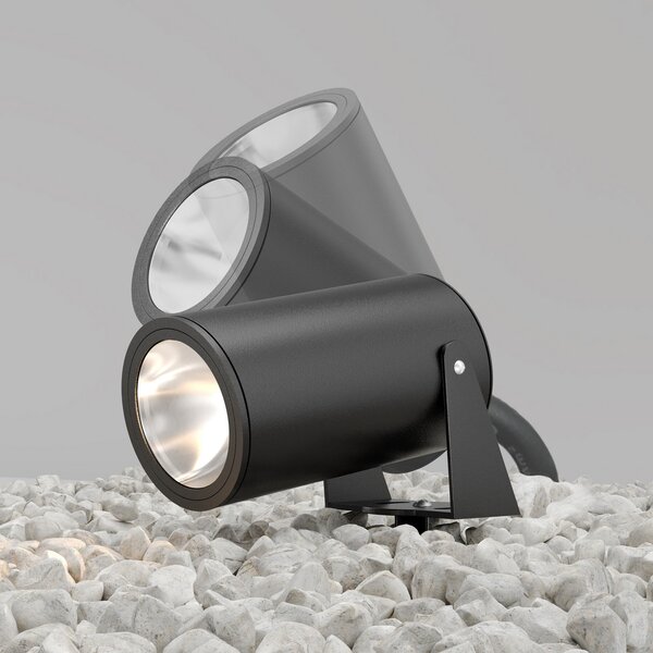 Maytoni LED-zemeljski reflektor Bern, grafit, Ø 13 cm, IP65, Siva, Aluminij