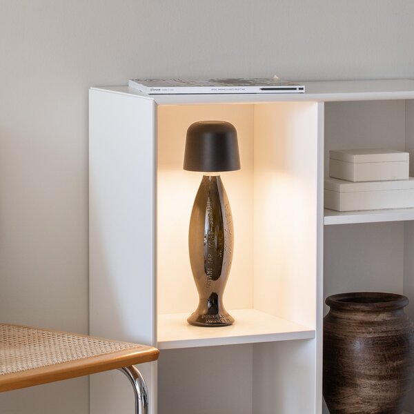 Konstsmide LED-akumulatorska namizna svetilka Biot, črna, višina 30 cm, IP54, USB, zatemnjen, Črna, Dnevna soba / jedilnica, Aluminij, Sodobni