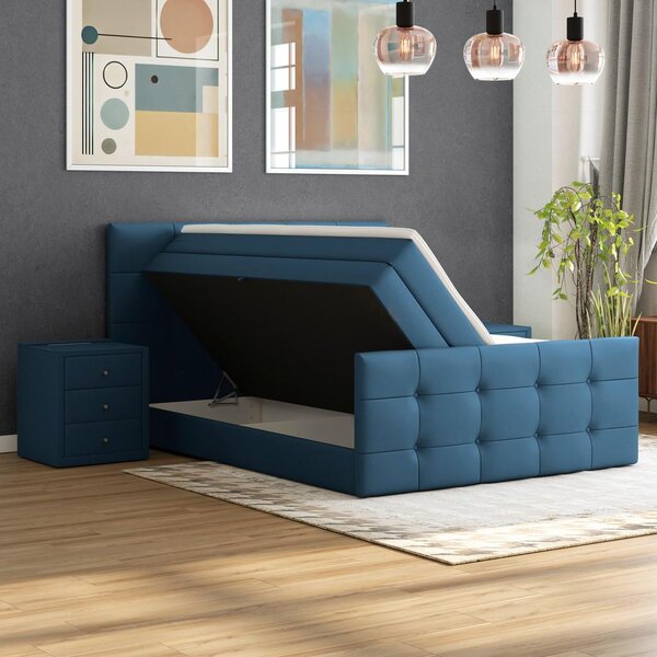 Modern Living Postelja Boxspring Josie-C, Temno Modra, 160x200