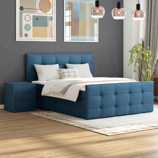 Modern Living Postelja Boxspring Josie-C, Temno Modra, 160x200