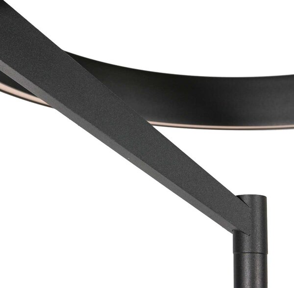 Steinhauer LED stoječa svetilka Mykty, črna, višina 170 cm, kovina 2-flg. CCT, zatemnjen, Črna, Dnevna soba / jedilnica, Kovina, Sodobni