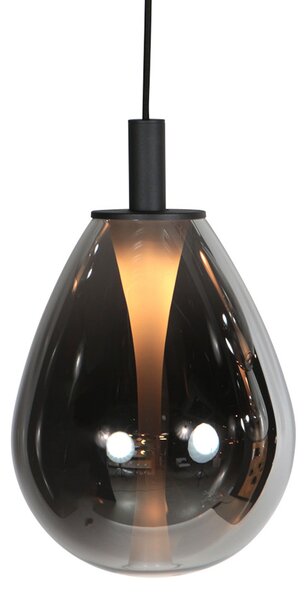 Mexlite LED obesna svetilka Glimsy, Ø 22 cm črna/dimno siva steklo, zatemnjen, Siva, Dnevna soba / jedilnica, Steklo