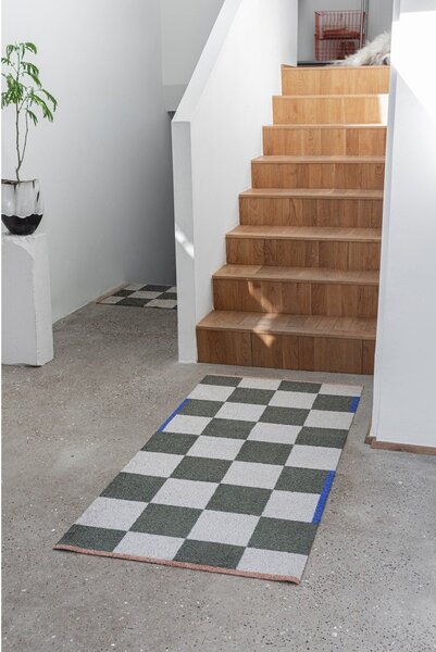 Temno zelena/kremno bela pralna preproga 70x150 cm Square – Mette Ditmer Denmark