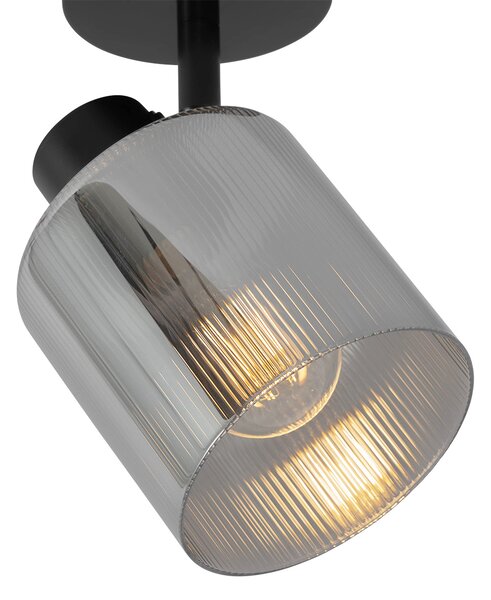 Stropni reflektor v slogu Art Deco črne barve z dimljenim steklom, nastavljiv - Laura
