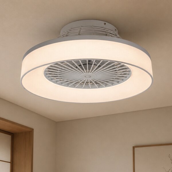 Stropni ventilator bel s zvezdnim učinkom 47cm vklj. LED zatemnitev z daljinskim upravljalnikom - Emily