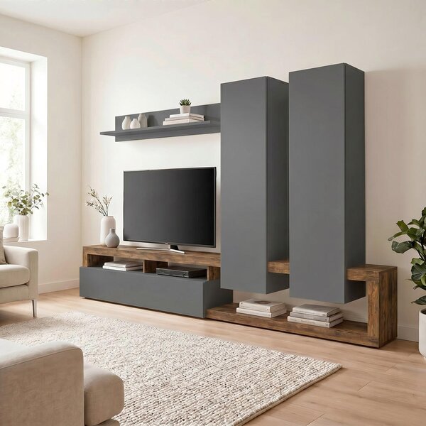 DNEVNI REGAL, antracit, barve hrasta