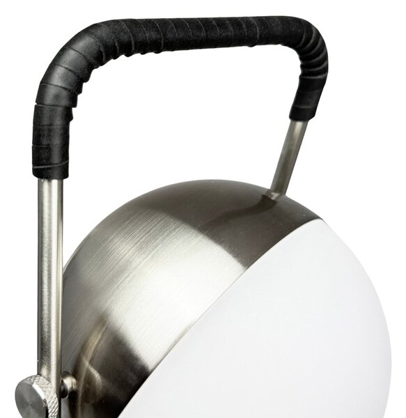 Dyberg Larsen LED-akumulatorska namizna svetilka Mova, črna, IP44, zatemnjen, Krom, Dnevna soba / jedilnica, Kovina, Skandinavski