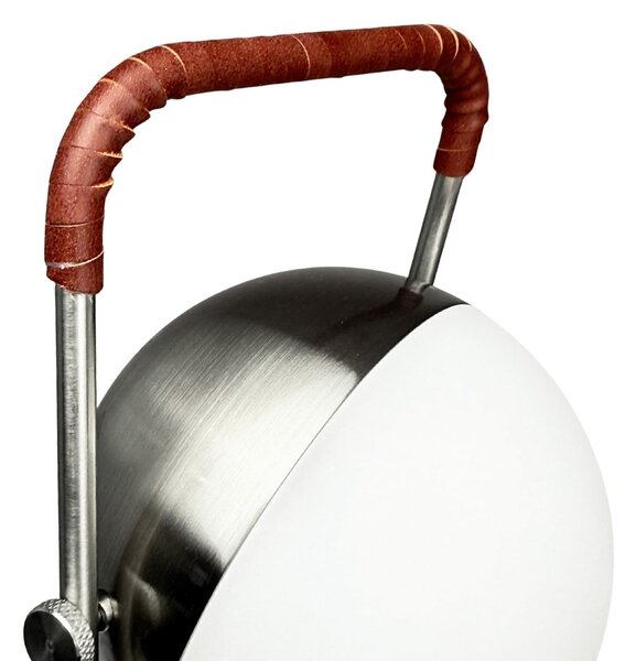 Dyberg Larsen LED-akumulatorska namizna svetilka Mova, bordo, IP44, zatemnjen, Krom, Dnevna soba / jedilnica, Kovina, Skandinavski