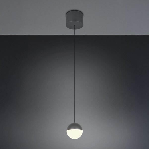 Reality Leuchten LED viseča svetilka Senta, antracit, Ø 10 cm, 3.000 K, 1-flg., Črna, Dnevna soba / jedilnica, Plastika, Sodobni, Globus