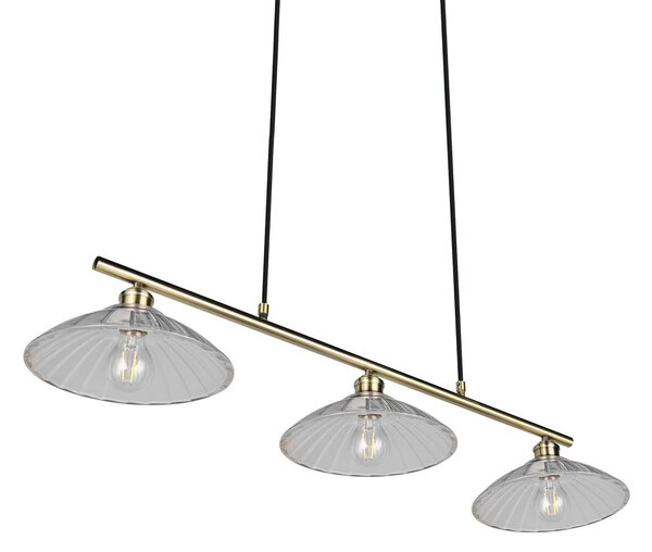 Reality Leuchten Visoka svetilka Eluna, prozorna/starinsko medenina, 100 cm steklo/kovina, zatemnjen, Bronasta / starinska medenina, Dnevna soba / jedilnica, Kovina