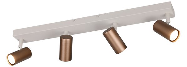 Reality Leuchten Svetilka Taryn, rjava, dolžina 62 cm, 4-krilna, Mini-GU10, zatemnjen, Rjava / rjasta, Dnevna soba / jedilnica, Kovina, Sodobni, Polkrožni strop z razmikom