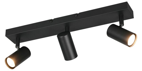 Reality Leuchten Svetilka Taryn, črna mat, dolžina 45 cm, 3-stopenjska, Mini-GU10, zatemnjen, Črna, Dnevna soba / jedilnica, Kovina, Sodobni, Polkrožni strop z razmikom