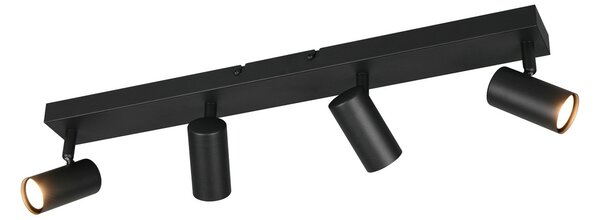 Reality Leuchten Svetilka Taryn, črna mat, dolžina 62 cm, 4-krilna, Mini-GU10, zatemnjen, Črna, Dnevna soba / jedilnica, Kovina, Sodobni, Polkrožni strop z razmikom