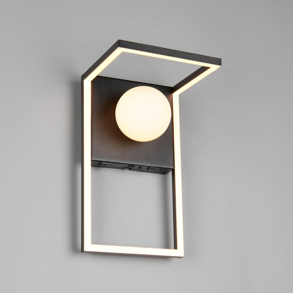 Trio Lighting LED stenska svetilka Arola, črna mat, širina 17 cm, kovina, zatemnjen, Črna, Dnevna soba / jedilnica, Kovina, Sodobni