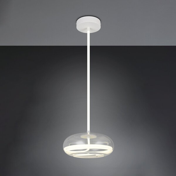 Trio Lighting LED viseča svetilka Tarsia, bela mat, Ø 40 cm, steklo, zatemnjen, Bela, Dnevna soba / jedilnica, Steklo, Sodobni