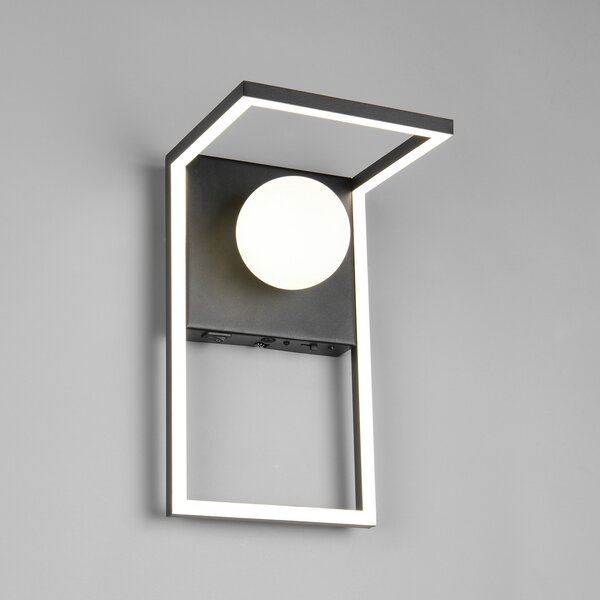 Trio Lighting LED stenska svetilka Arola, črna mat, širina 17 cm, kovina, zatemnjen, Črna, Dnevna soba / jedilnica, Kovina, Sodobni