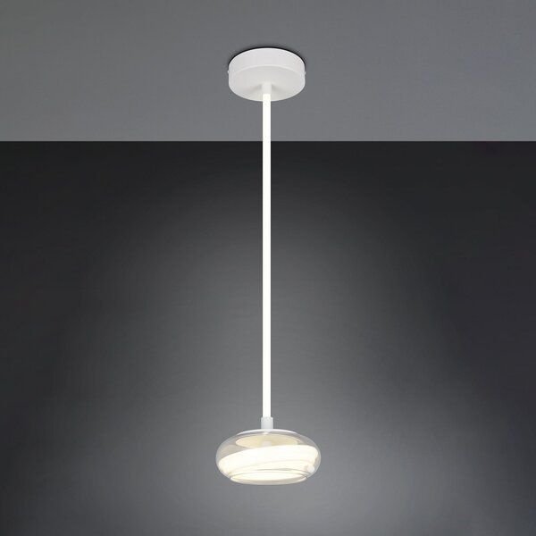 Trio Lighting LED viseča svetilka Tarsia, bela mat, Ø 21 cm, steklo, zatemnjen, Bela, Dnevna soba / jedilnica, Steklo, Sodobni
