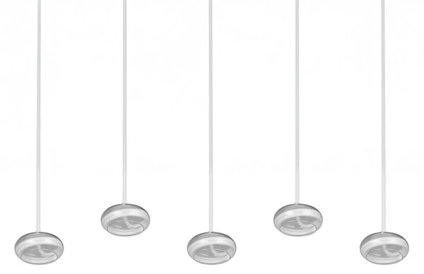 Trio Lighting LED viseča svetilka Tarsia, bela mat, dolžina 161 cm, steklo, 5-svetilna., zatemnjen, Bela, Dnevna soba / jedilnica, Steklo, Sodobni
