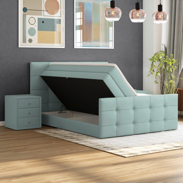 Modern Living Postelja Boxspring Josie-c, Žadasto Zelena, 160x200