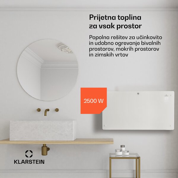 Klarstein Bansin Crystal Smart, konvektorski grelnik, 2500 W, 5 - 50 °C, aplikacijski nadzor