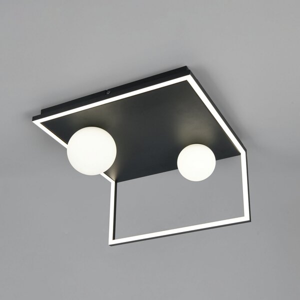 Trio Lighting LED stropna svetilka Arola, črna mat, širina 37 cm, kovina, zatemnjen, Črna, Dnevna soba / jedilnica, Kovina, Sodobni