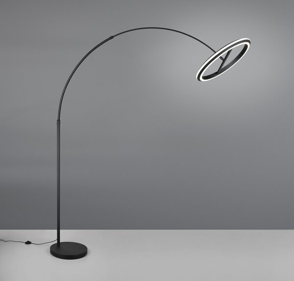 Trio Lighting LED-lok-stojna svetilka Amador, črna, višina 205 cm kovina, zatemnjen, Črna, Dnevna soba / jedilnica, Kovina, Sodobni
