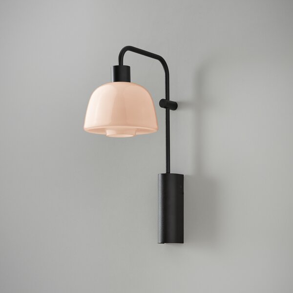Bover LED stenska svetilka Drep A/04, nude, steklo, črna, 2700 K, Črna, Dnevna soba / jedilnica, Aluminij, Dizajn