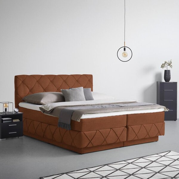 Premium Living Postelja Boxspring Cordoba, Opečnato Rjava, 160x200