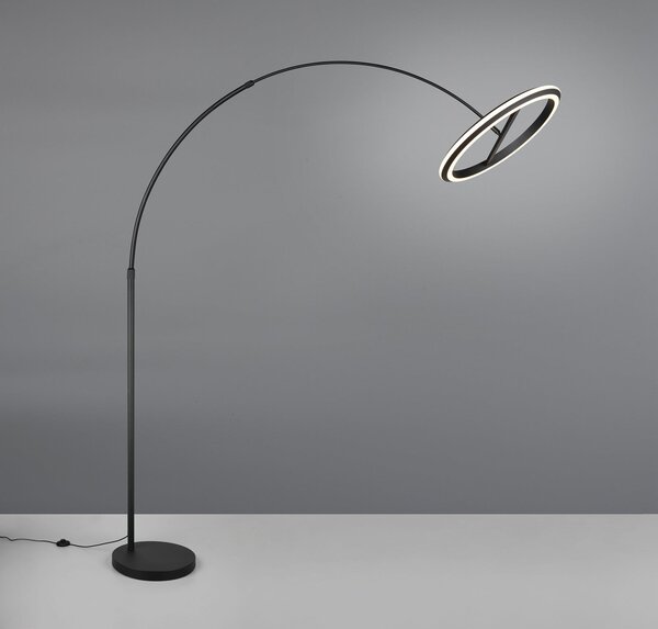Trio Lighting LED-lok-stojna svetilka Amador, črna, višina 205 cm kovina, zatemnjen, Črna, Dnevna soba / jedilnica, Kovina, Sodobni