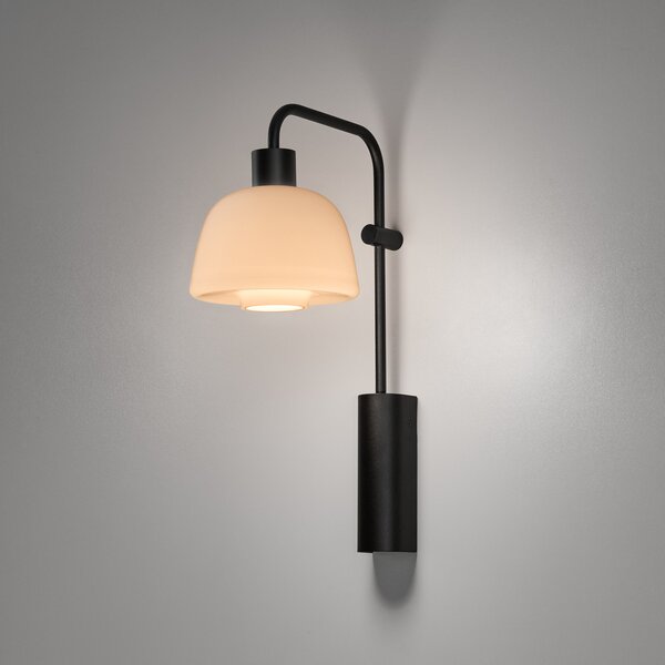 Bover LED stenska svetilka Drep A/04, nude, steklo, črna, 2700 K, Črna, Dnevna soba / jedilnica, Aluminij, Dizajn