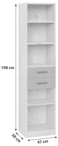 REGALNI ELEMENT 47/198/38 cm barve grafita, barve hrasta