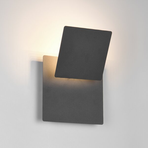 Trio Lighting LED stenska svetilka Mio, črna mat, širina 18 cm, kovina, Črna, Dnevna soba / jedilnica, Kovina, Sodobni