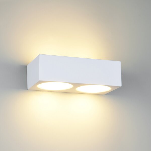 Trio Lighting Stenna svetilka Mattone, bela, širina 23 cm, sadra, 4-svetilna., Bela, Dnevna soba / jedilnica, Mavec/glina, Sodobni, Stenska kotna