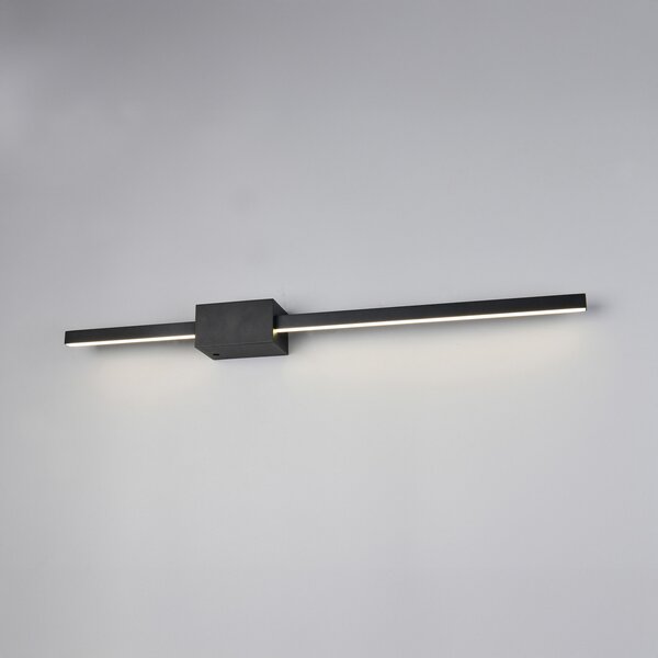 Trio Lighting LED stenska svetilka Cassino, črna mat, širina 70 cm, kovina, zatemnjen, Črna, Dnevna soba / jedilnica, Kovina, Sodobni