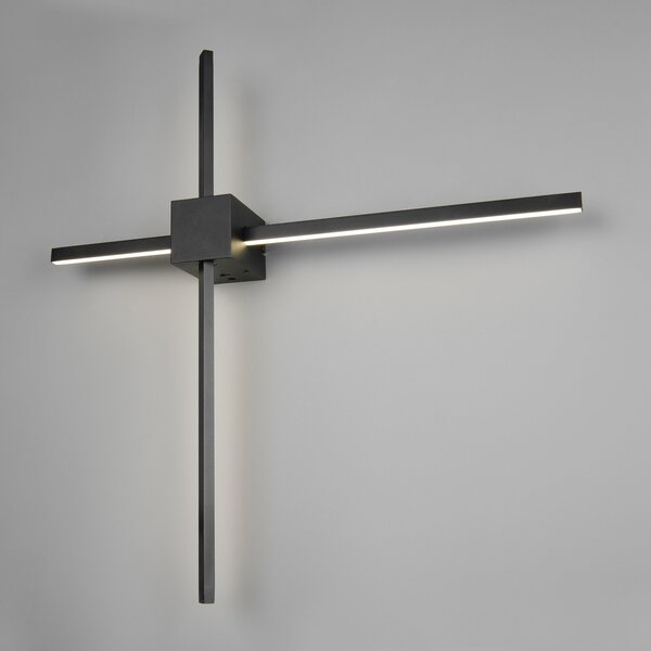 Trio Lighting LED stenska svetilka Cassino, črna mat, širina 67 cm, kovina, zatemnjen, Črna, Dnevna soba / jedilnica, Kovina, Sodobni