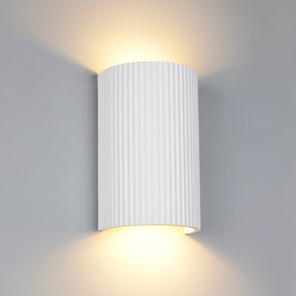Trio Lighting Stenna svetilka Raposa, bela, višina 22 cm, sadra, 2-krilna., Bela, Dnevna soba / jedilnica, Mavec/glina, Sodobni, Stenska kotna