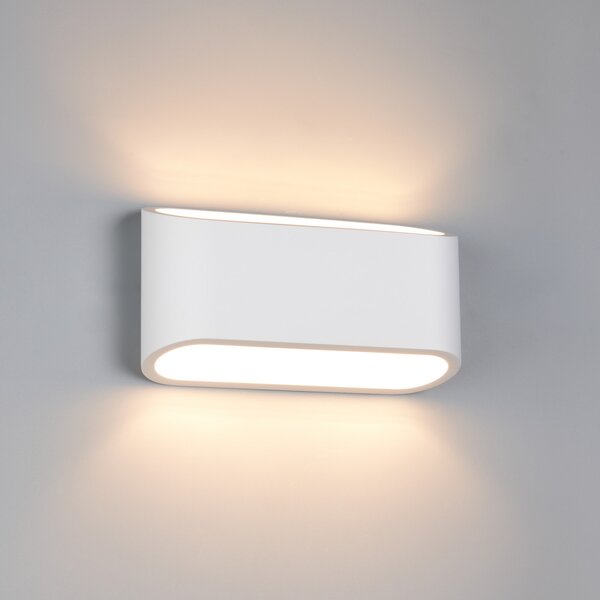 Trio Lighting Stenna svetilka Sepanta, bela, širina 23 cm, sadra, 2-smerna., Bela, Dnevna soba / jedilnica, Mavec/glina, Sodobni, Stenska kotna