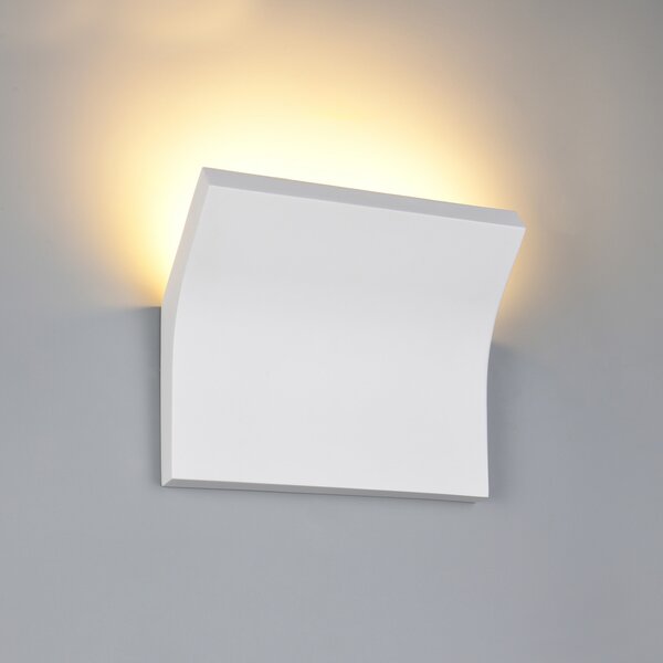 Trio Lighting Stenna svetilka Vanjura, bela, širina 24 cm, sadra, Bela, Dnevna soba / jedilnica, Mavec/glina, Sodobni, Stenska kotna